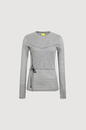 Layered Point Slim Fit Long Sleeve T-shirt(grey)