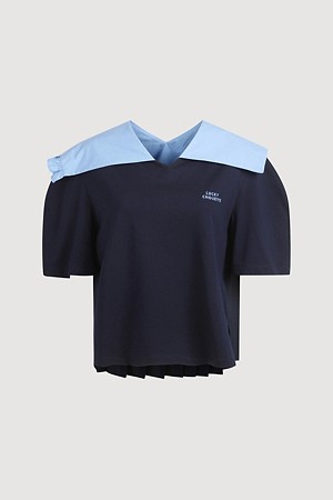 Woven Mix Sailor Short-Sleeve T-Shirt (navy)