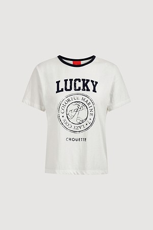 Neck Color Block Slim Fit Short Sleeve T-shirt (ivory)