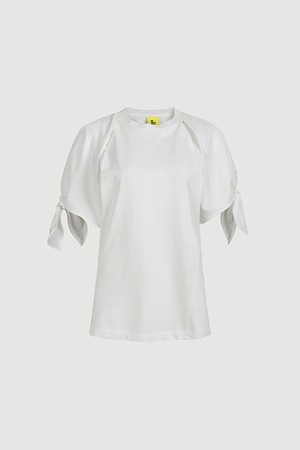 Sleeve Ribbon Short Sleeve T-shirt (white)
