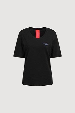 [Re-Order] U-neck Slim-fit Short Sleeve T-shirts (dark black)