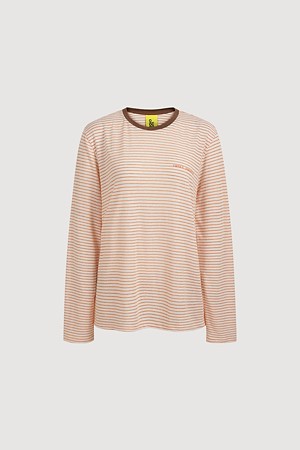 Lettering Point Stripe Long Sleeve T-shirt (orange)