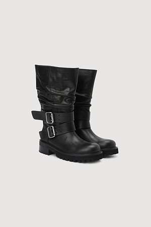 Shirring Detail Mid Boots (black)