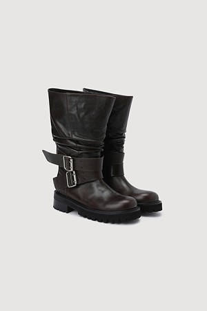 Shirring Detail Mid Boots (brown)