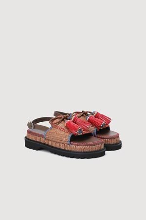 Tassel Point Raffia Sandals (multi color)