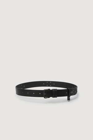 Stud-Decorated Cowhide Belt (black)