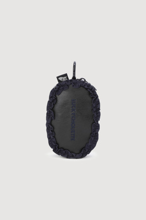 Frill Detail Fake Leather Cham Decorations Bag (black)