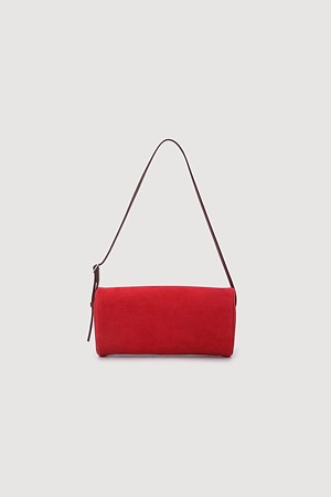 Artificial Suede Cylindrical Bag (red)