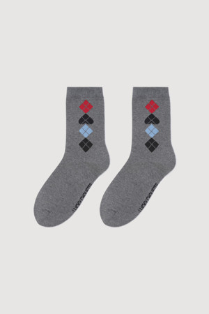 Argyle Patterned Socks (melange grey)