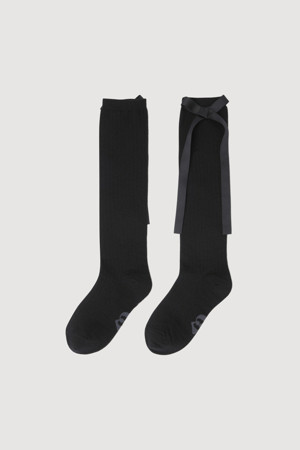 Ribbon Point Knee Socks (black)