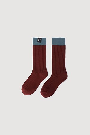 Colorblock Ribbed Socks (wine)