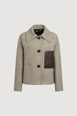 Linen Wool Cropped Coat