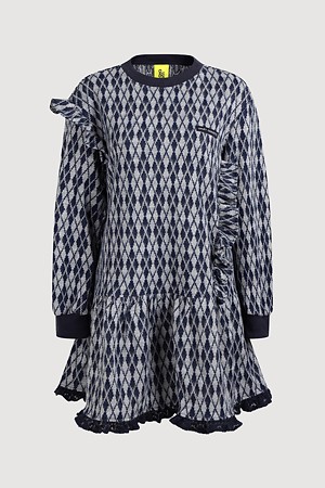 Argyle Pattern Knit Mini Dress
