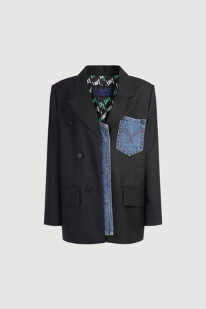 Mix Pattern Denim Point Jacket