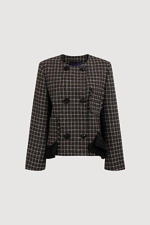 Color Blend Ruffle Point Short Jacket