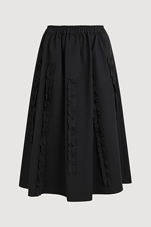 Ruffle Banding Flare Long Skirt
