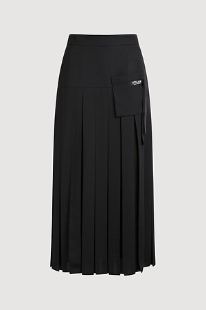 Pocket Point Pleats Long Skirt