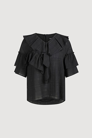 V-neck Ruffle Short Sleeve Blouse