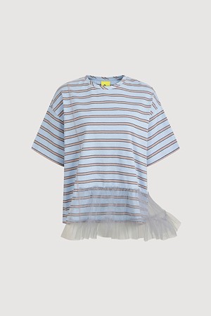 Stripe Hem Frill T-shirt