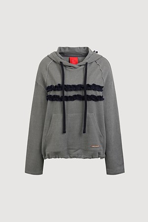 Frill Detail Hooded Long Sleeve T-shirt