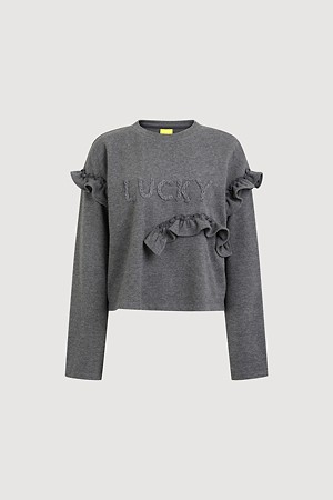 Ruffle Point Crop Long Sleeve T-shirt