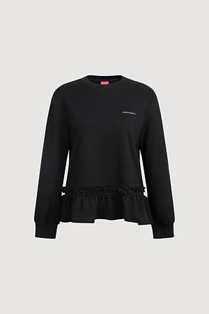 Hem Frill Detail Long Sleeve T-shirt