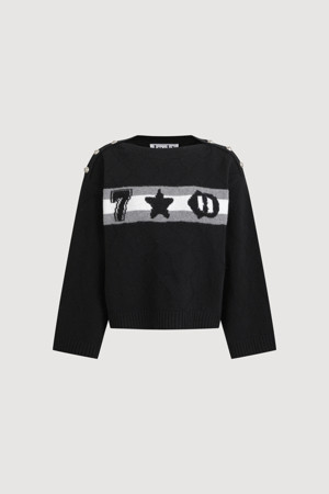Point Button Jacquard Knit Pullover