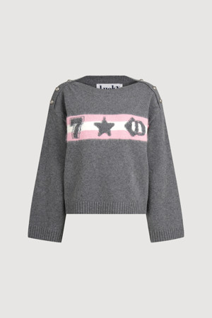 Point Button Jacquard Knit Pullover
