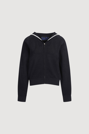 Crochet Sailor Collar Zip-up Cardigan