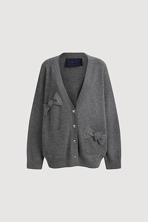 Ribbon Point V-neck Knit Cardigan