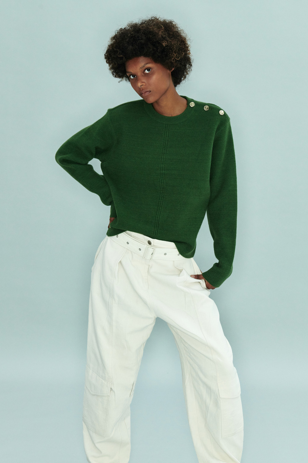 LE CASHMERE - 스웨터 - Line Sweater with Buttons