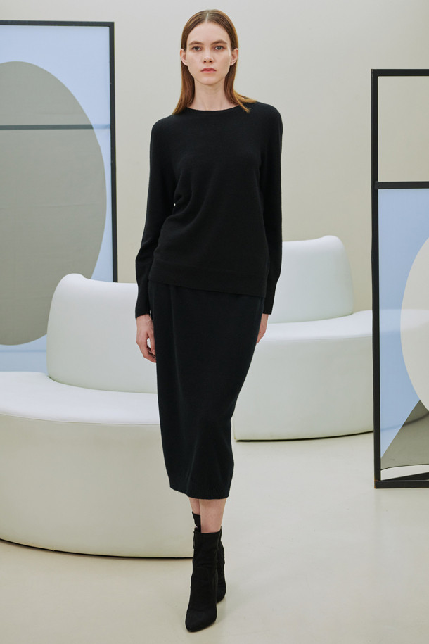 LE CASHMERE - 미디스커트 - CASHMERE BASIC SKIRT