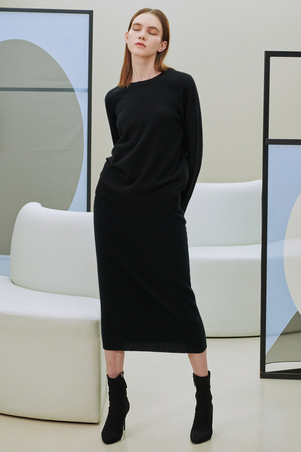 LE CASHMERE - 미디스커트 - CASHMERE BASIC SKIRT