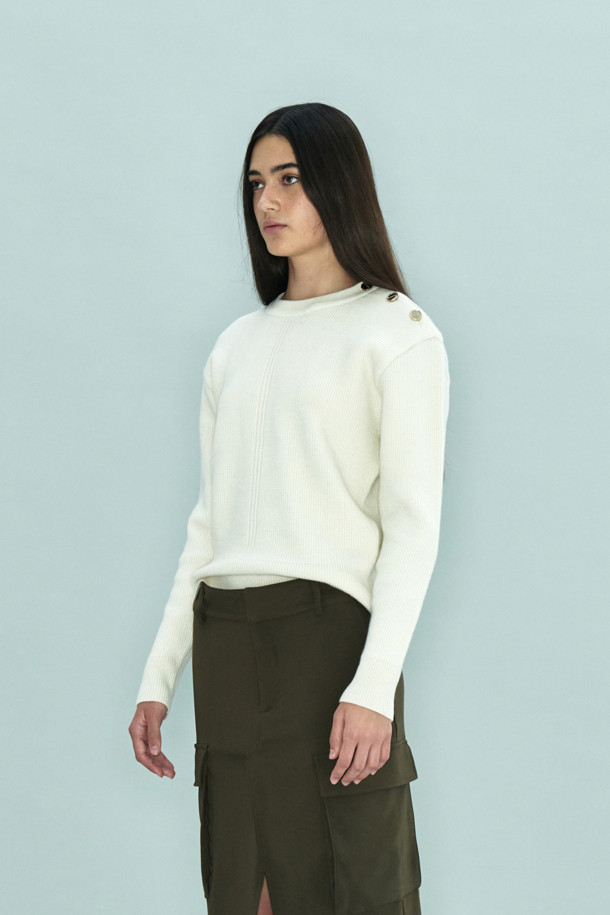 LE CASHMERE - 스웨터 - Line Sweater with Buttons