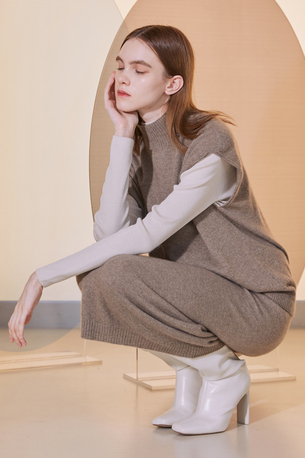 LE CASHMERE - 미디스커트 - CASHMERE BASIC SKIRT