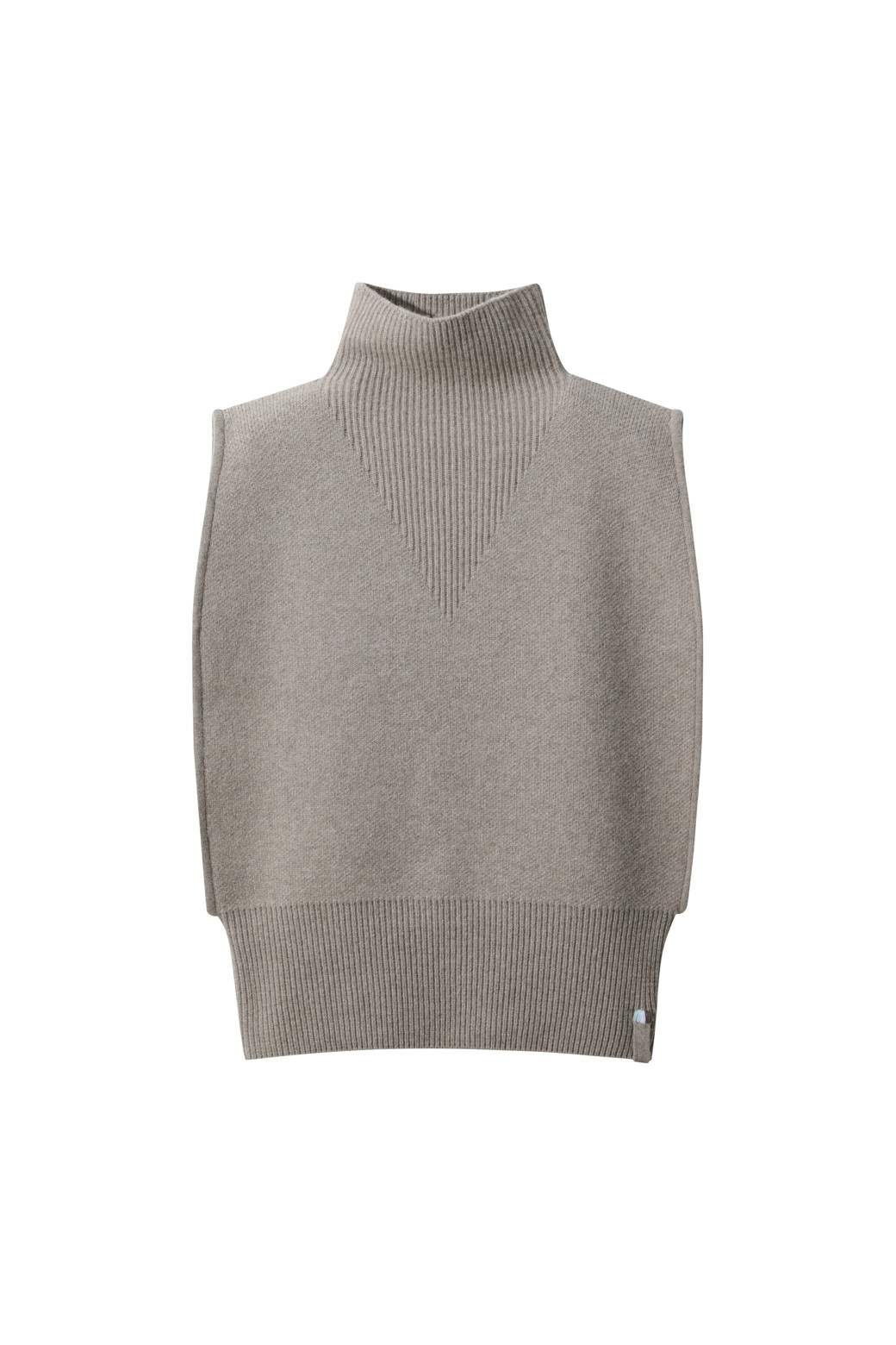 LE CASHMERE - 베스트 - Cap Sleeve Turtleneck Vest (Dark Beige)