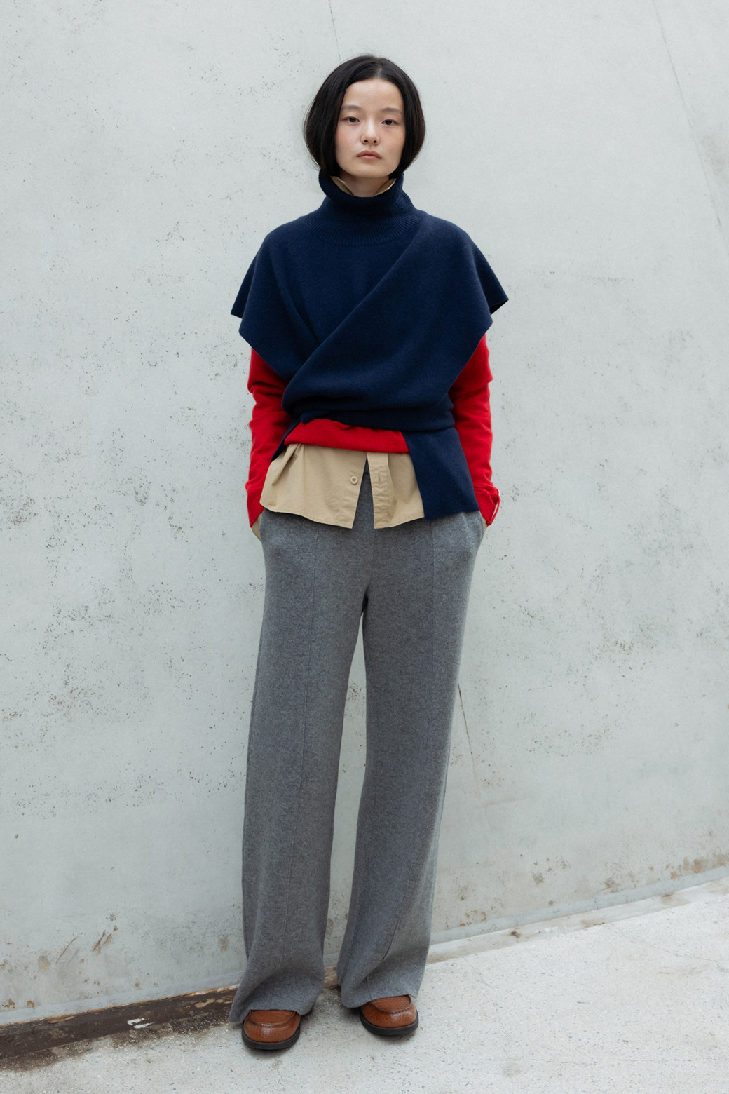 LE CASHMERE - 롱/미디팬츠 - Wide Pants (Gray)