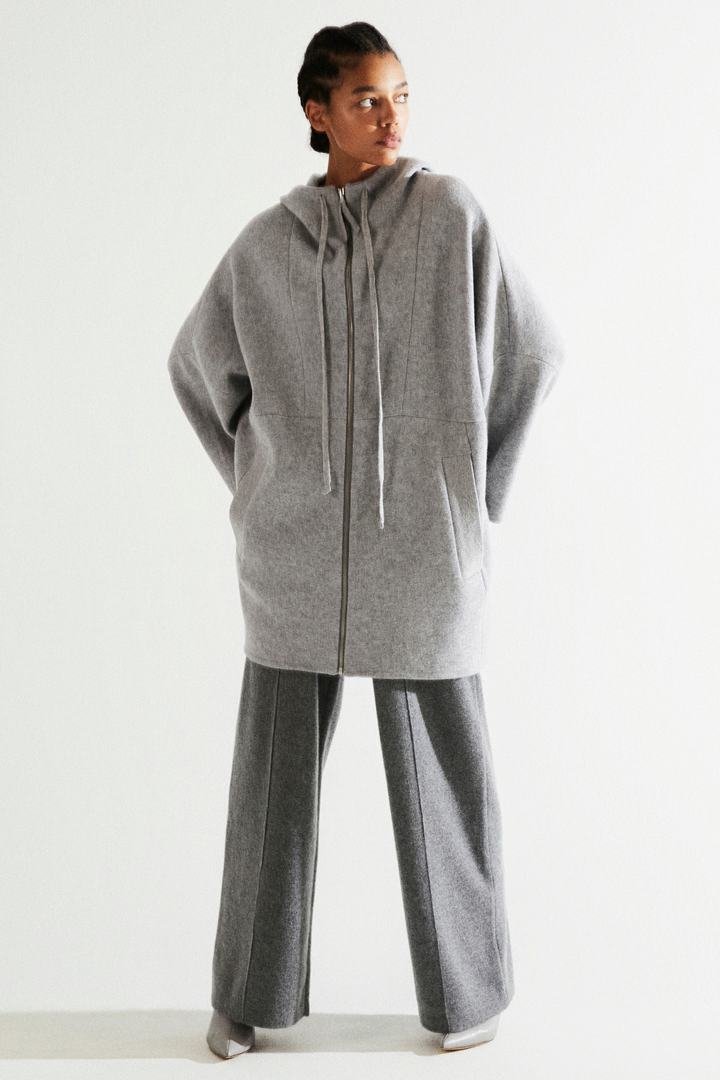 LE CASHMERE - 롱/미디팬츠 - Wide Pants (Gray)
