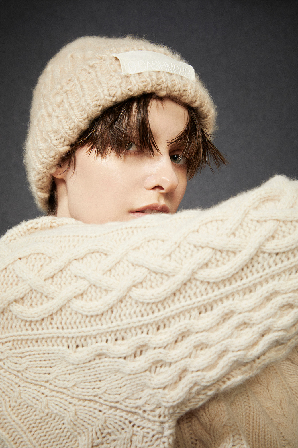 LE CASHMERE - 모자 - Handmade Bubble Beanie (Beige)