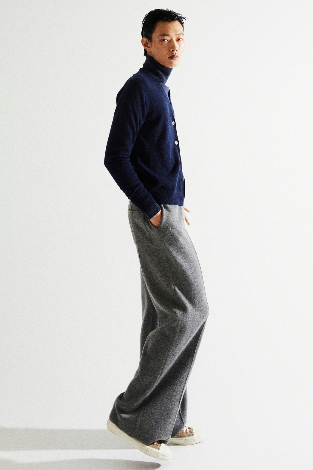 LE CASHMERE - 롱/미디팬츠 - Wide Pants (Gray)