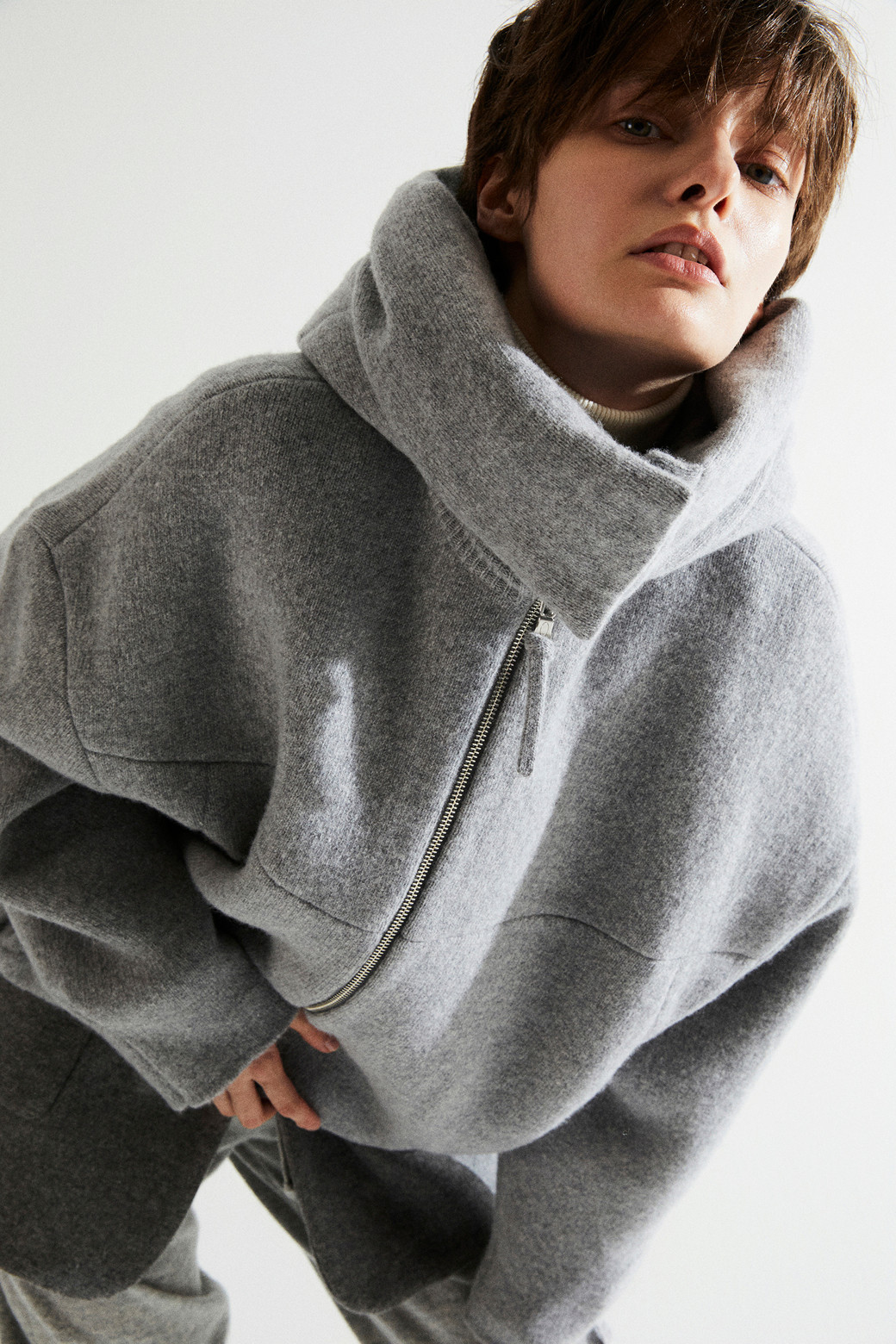 LE CASHMERE - 자켓 - Double Hoodie Jacket (Light Gray)