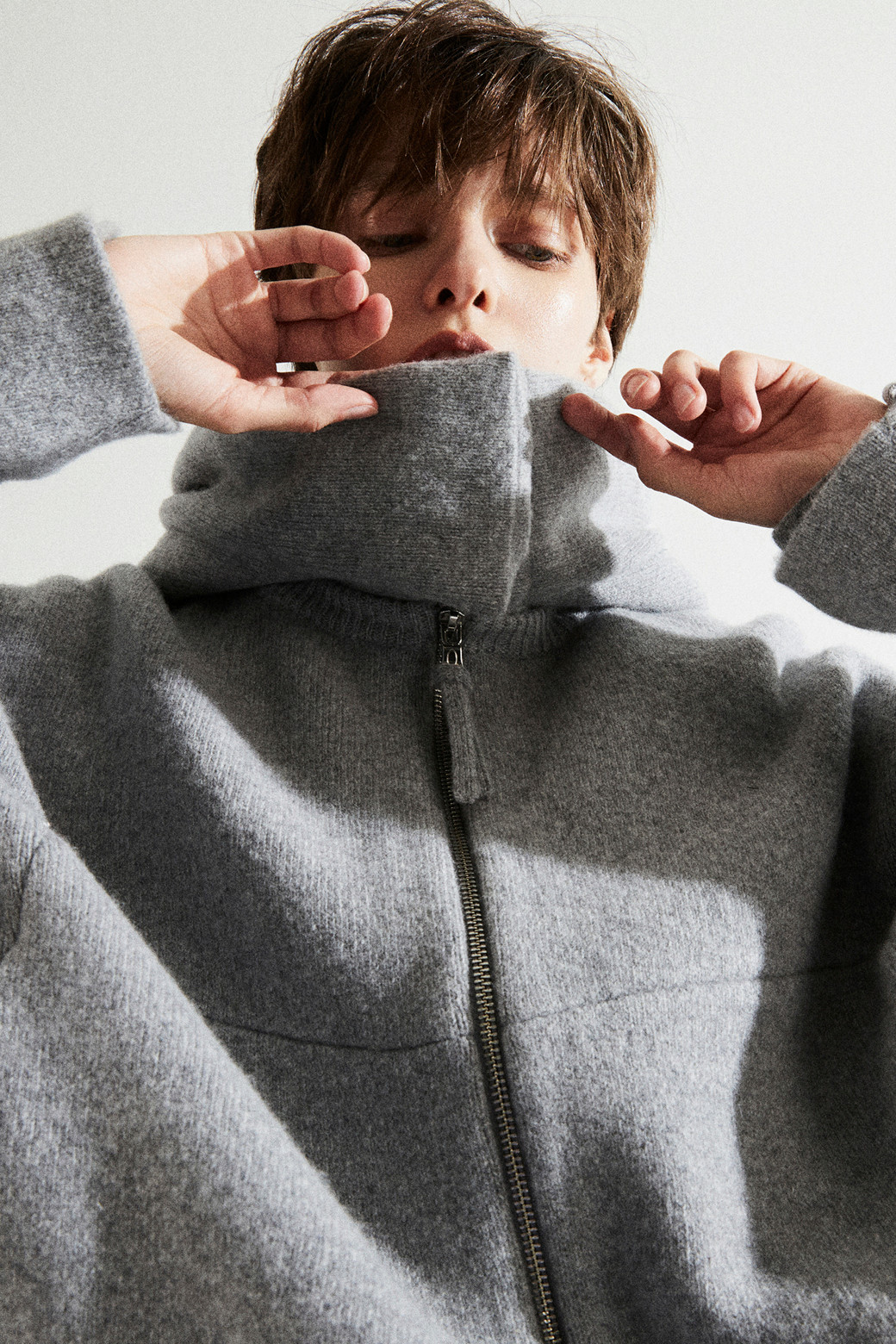 LE CASHMERE - 자켓 - Double Hoodie Jacket (Light Gray)
