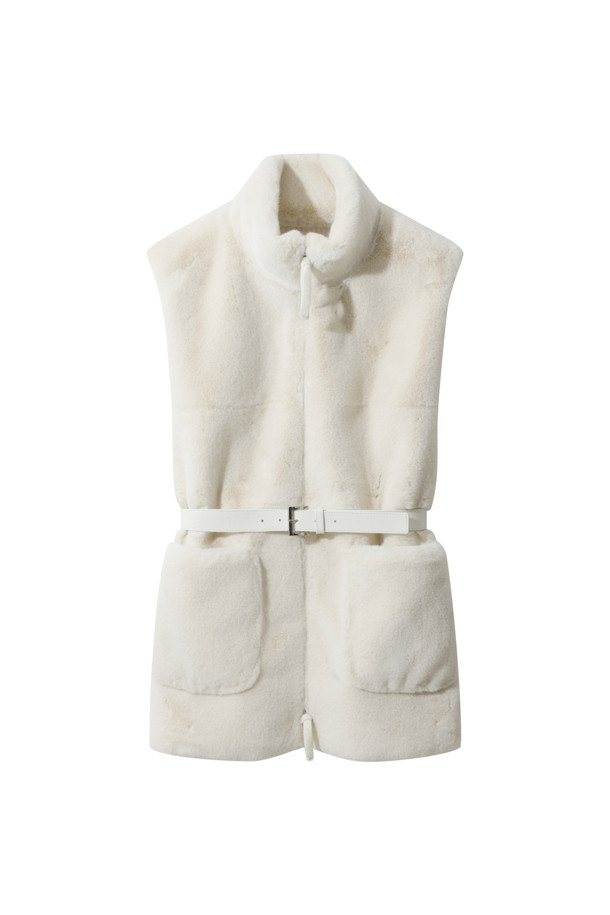 LE CASHMERE - 베스트 - Eco Fur Knit Vest (White)