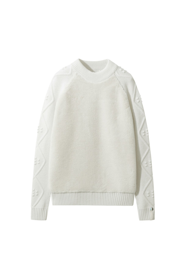 LE CASHMERE - 스웨터 - Eco Fur Cable Sweater (White)