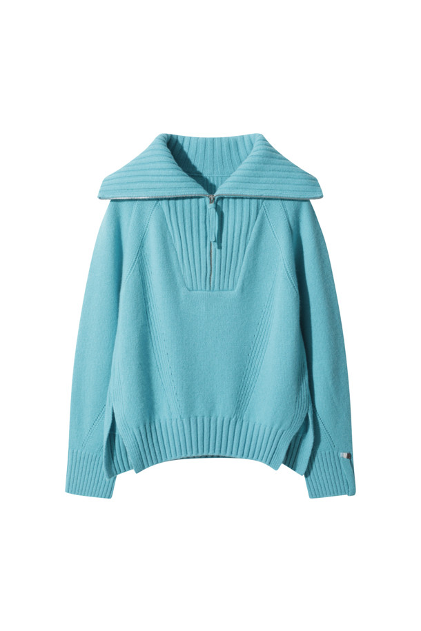 LE CASHMERE - 스웨터 - Wide Collar Sweater (Blue)