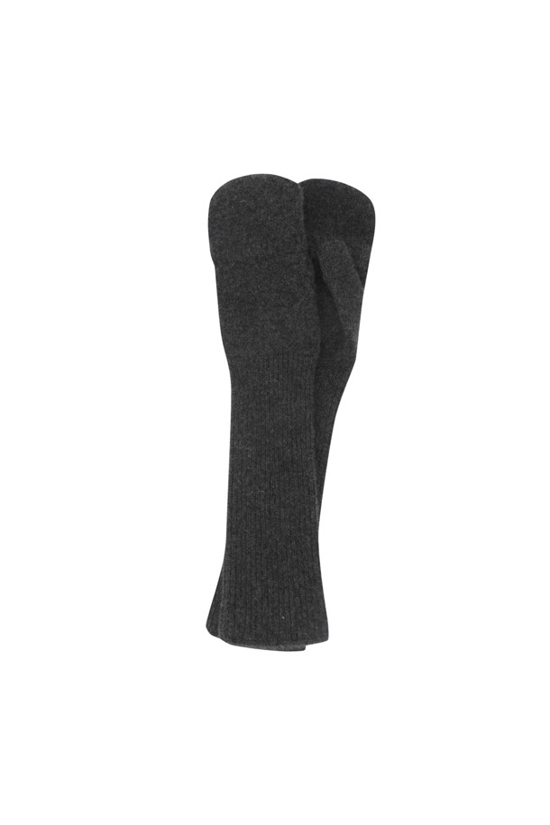 LE CASHMERE - 장갑 - Long Ribbed Mitten (Charcoal)