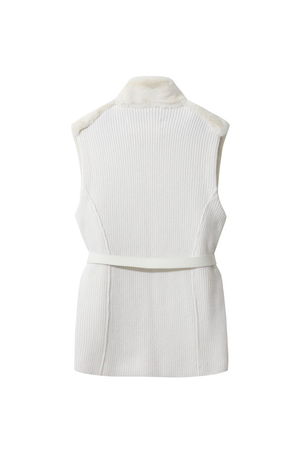 LE CASHMERE - 베스트 - Eco Fur Knit Vest (White)