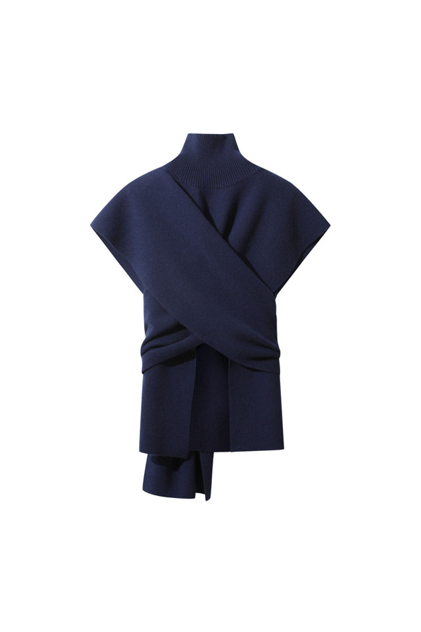 LE CASHMERE - 베스트 - Cashmere Cape Vest (Navy)