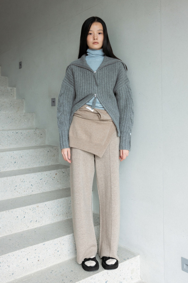 LE CASHMERE - 롱/미디팬츠 - Wide Pants (Dark Beige)