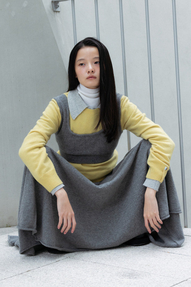 LE CASHMERE - 스웨터 - Basic Polo Sweater (Light Gray)